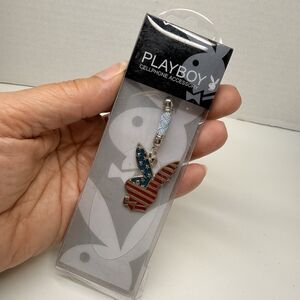 Playboy And Rabbit Head Design Phone Accessory Charm USA Flag Bag Charm Vtg